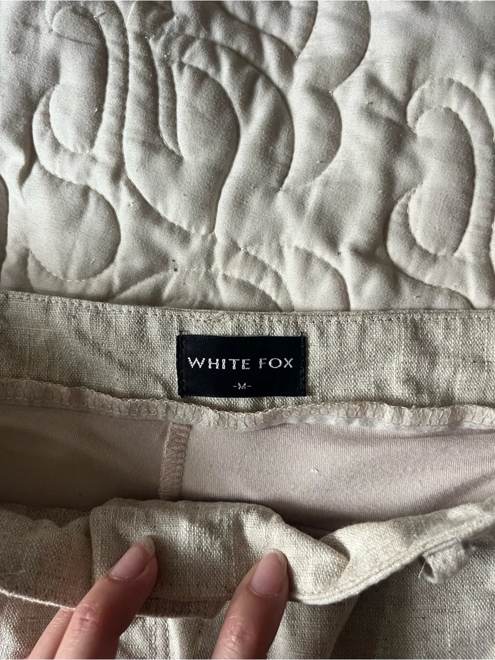 White Fox Beige 100% Linen Micro Skort Size Medium